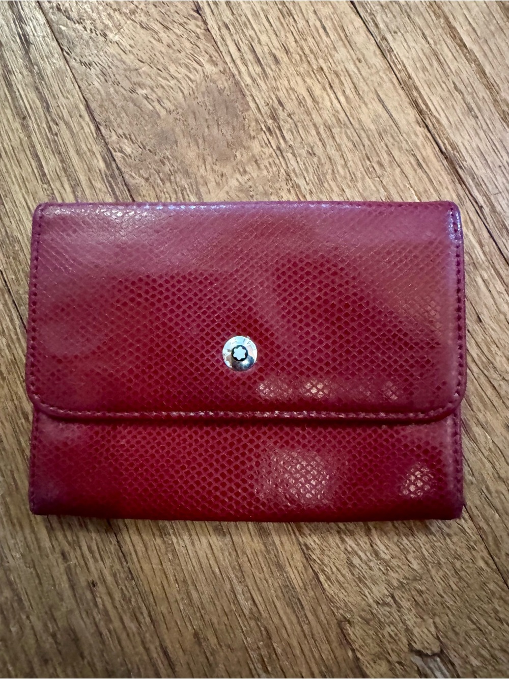 Mont Blanc Red Textured Snap Wallet Coin Purse